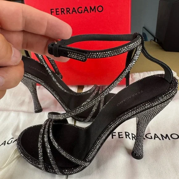 FERAGAMO Denise Embellished Ankle Strap Sandals - Picture 2 of 9